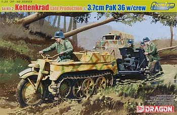 DML Sd.Kfz.2 Kettenkrad/3.7cm Pak 36 w/Crew Plastic Model Halftrack Kit 1/