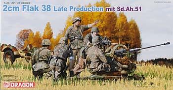 DML 2cm Flak 38 Late Production mit Sd.Ah.51 Plastic Model Artillery Kit 1/35 Scale #6546