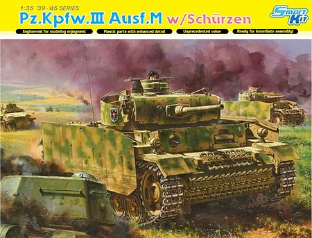 DML Pz.Kpfw.III Ausf.M with Schurzen Kursk 1943 Plastic Model Military Vehicle 1/35 Scale #6604