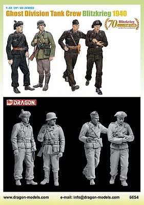 DML Ghost Division Tank Crew Blitzkrieg 1940 (4) Plastic Model Military Figure 1/35 Scale #6654