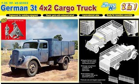 DML German 3t 4x2 Cargo Truck (2 in 1) Plastic Model Military Vehicle Kit 1/35 Scale #6974