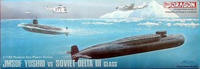 DML JMSDF Yushio vs Soviet Delta III Class Subs Plastic Model Military Ship 1/700 Scale #7003