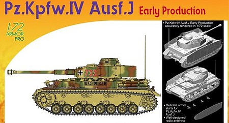 DML PzKpfw IV Ausf J Early Production Tank Plastic Model Military Vehicle 1/72 Scale #7409