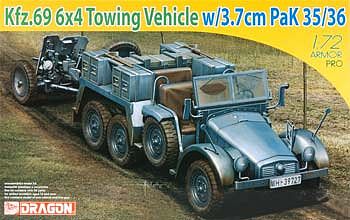 DML Kfz 69 6x4 Towing Vehicle w/3.7cm PaK 35/36 Gun Plastic Model Military Vehicle 1/72 #7419