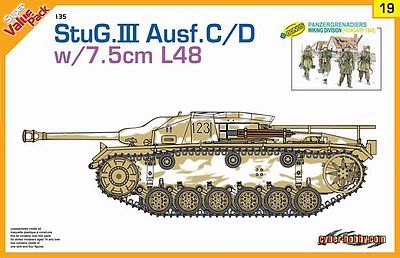 Dragon Models StuG III Ausf C/D Tank -- Plastic Model Tank Kit -- 1/35 Scale -- #9119