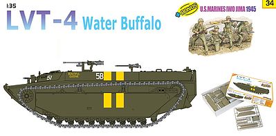 DML LVT4 Water Buffalo w/US Marines Iwo Jima 1945 Plastic Model Military Vehicle Kit 1/35 #9134