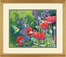 Hummingbird and Poppies Paint By Number Kit #73-91443