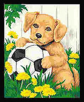 Dimensions Puppy & Soccer Ball Paint By Number Kit #91120 Dimensions Puppy & Soccer Ball Paint By Number Kit #91120