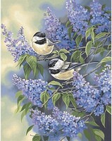 Chickadees & Lilac Paint By Number Kit #91361