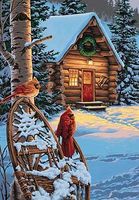 Dimensions Cardinals & Cabin (Winter Scene) Paint By Number Kit #91397 Dimensions Cardinals & Cabin (Winter Scene) Paint By Number Kit #91397