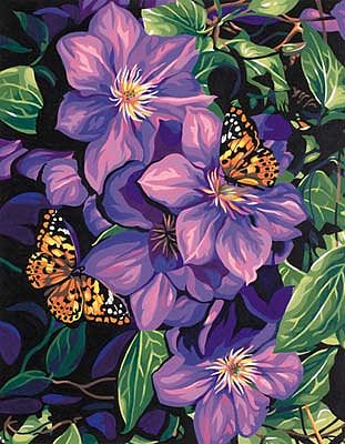 Dimensions Paint by Number Kit Clematis & Butterflies