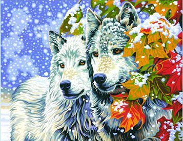 Dimensions Early Snow (Wolves) -- Paint By Number Kit -- #91489