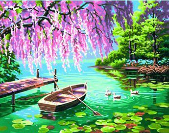 Dimensions Willow Spring Beauty (Rowboat/Pond) Paint By Number Kit #91491