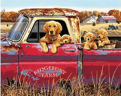 Dimensions Golden Ride (Dogs in Pickup Truck) Paint By Number Kit #91525