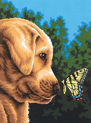 Dimensions Newfound Friends Dog & Butterfly (9x12) Paint By Number Kit #91618
