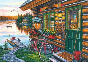 Dimensions Cabin View (Lake Scene) Paint by Number (20''x14'') Dimensions Cabin View (Lake Scene) Paint by Number (20''x14'')