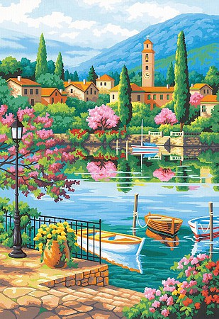 Dimensions Village Lake Afternoon (14x20) Paint By Number Kit #91661