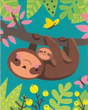 Dimensions Sloth and Baby PBN 8x10 Beginner