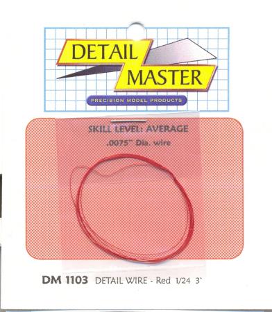 Detail-Master 2ft. Detail Wire Red Plastic Model Vehicle Accessory Kit 1/24-1/25 Scale #1103
