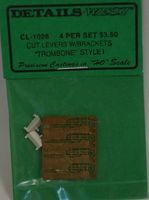 Details-West Cut Lever w/Brackets Trombone Style I (4) HO Scale Miscellaneous Train Part #1028 Details-West Cut Lever w/Brackets Trombone Style I (4) HO Scale Miscellaneous Train Part #1028