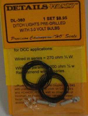 Details-West Ditch Lights Pre-Drilled w/3.0v Bulbs (1 Set) HO Scale Miscellaneous Train Part #360