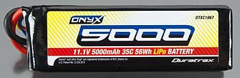 Dura-Trax LiPo Onyx 3S 11.1V 5000mAh 35C Soft Case Deans