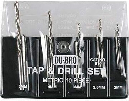 Du-bro 10pc Metric Tap and Drill Astd Metric