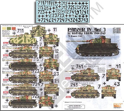 Echelon Panzer IV Ausf J 1st SS-PzRgt LSSAh 1944-45 Plastic Model Vehicle Decal 1/35 Scale #351030