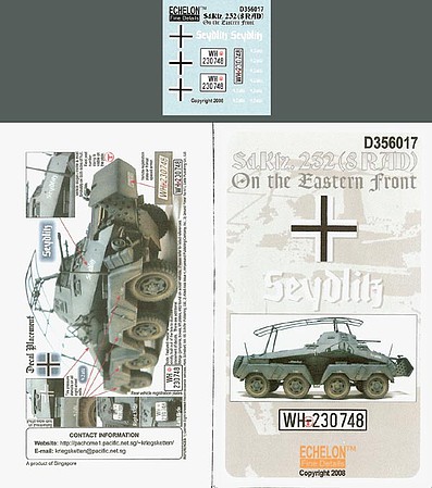 Echelon SdKfz 232 (8 RAD) Eastern Front Plastic Model Military Vehicle Decal 1/35 Scale #356017
