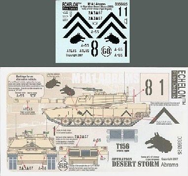 Echelon M1A1 Abrams 3-67 Armor Tiger Brigade Plastic Model Tank Decal 1/35 Scale #356025