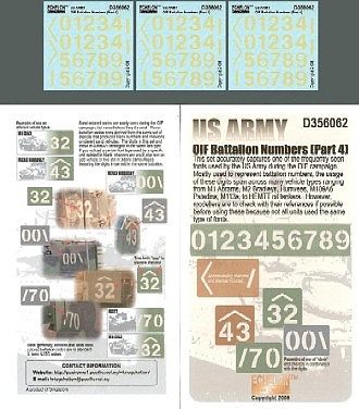 Echelon US OIF Battalion Numbers Pt4 Plastic Model Military Decal 1/35 Scale #356062