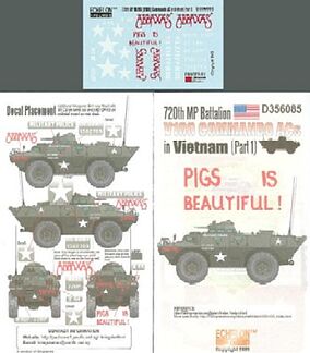 Echelon 720th MP Battalion V100 Commando ACs Vietnam Pt1 Plastic Model Military Decal 1/35 #356085 Echelon 720th MP Battalion V100 Commando ACs Vietnam Pt1 Plastic Model Military Decal 1/35 #356085
