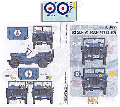 Echelon RCAF & RAF Willys Plastic Model Decal Kit 1/35 Scale #356225