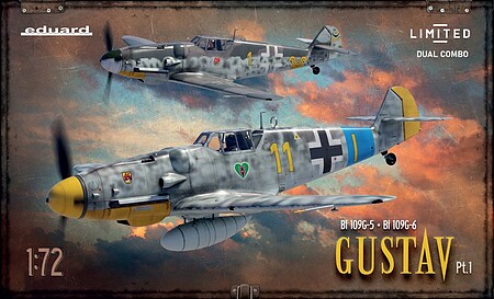 Eduard-Models WWII Bf109G5 & G6 German Fighter Dual Combo (Gustav) Plastic Model Airplane Kit 1/72 #2144