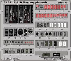 Aircraft P51D Placards for Trumpeter Plastic Model Aircraft Decal 1/24 Scale #23011