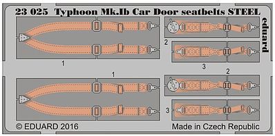 Eduard-Models Seatbelts for a Typhoon Mk Ib Car Door Steel (Painted) Plastic Model Accessory 1/24 #23025