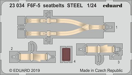 Eduard-Models Seatbelts F6F5 Steel for ARX Plastic Model Aircraft Accessory 1/24 Scale #23034