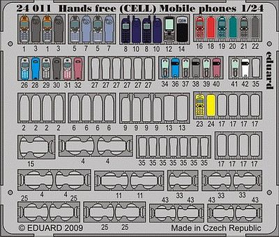 Eduard-Models Hands Free Cell Mobile Phones (Painted) Plastic Model Vehicle Accessory 1/24 Scale #24011