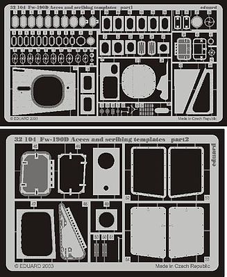 Eduard-Models Fw190D Scribing Template & Acc for Hasegawa Plastic Model Aircraft Access 1/32 #32104