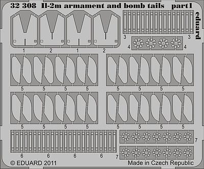 Eduard-Models IL2m Armament & Bomb Tails for Hobby Boss Plastic Model Aircraft Accessory 1/32 #32308