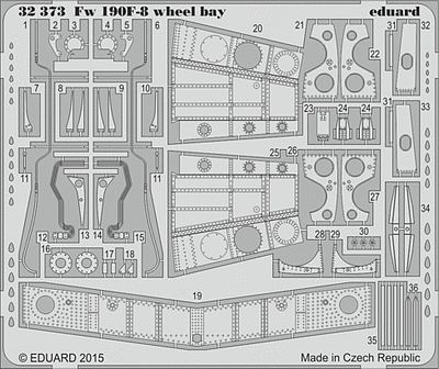 Eduard-Models Fw190F8 Wheel Bay for Revell Plastic Model Aircraft Accessory 1/32 Scale #32373