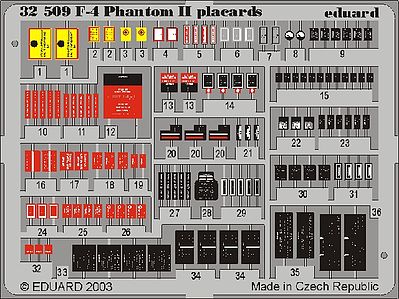 Eduard-Models F4 Phantom II Placards Set Plastic Model Aircraft Accessory 1/32 Scale #32509