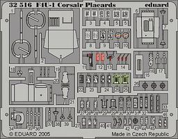 Eduard-Models F4U1 Corsair Placards TSM (Painted) Plastic Model Aircraft Accessory 1/32 Scale #32516 Eduard-Models F4U1 Corsair Placards TSM (Painted) Plastic Model Aircraft Accessory 1/32 Scale #32516