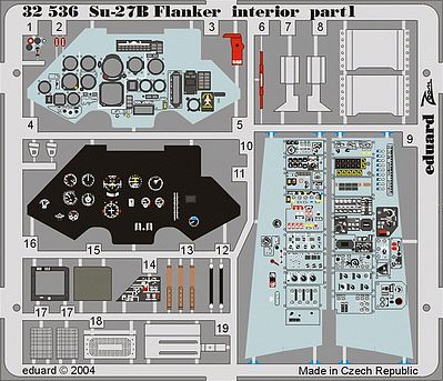 Eduard-Models Aircraft- Su27B Flanker Interior Plastic Model Aircraft Accessory 1/32 Scale #32536