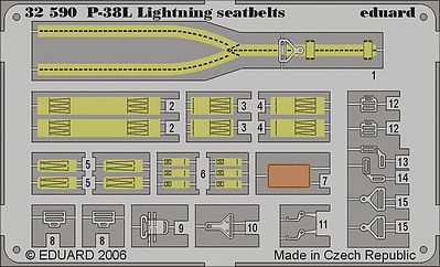 Eduard-Models Seatbelts P38L Lightning Plastic Model Aircraft Accessory 1/32 Scale #32590