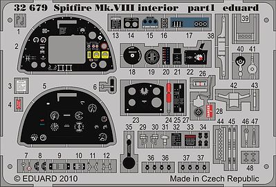 Eduard-Models Aircraft- Spitfire Mk VIII Interior Plastic Model Aircraft Accessory 1/32 Scale #32679