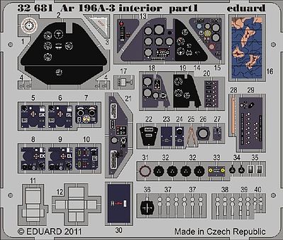 Eduard-Models Aircraft- Ar196A3 Interior 1 & 2 Plastic Model Aircraft Accessory 1/32 Scale #32681