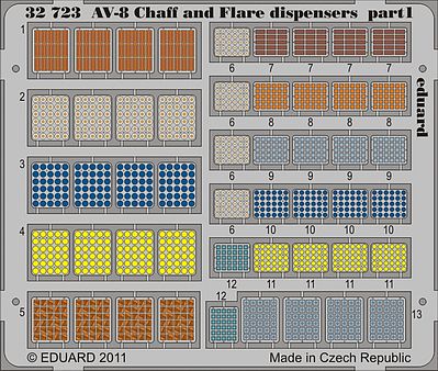 Eduard-Models AV8 Chaff & Flare Dispensers Plastic Model Aircraft Accessory 1/32 Scale #32723