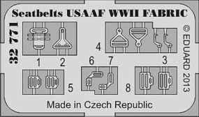 Aircraft- WWII USAAF Fabric-Type Seatbelts Plastic Aircraft Accessory 1/32 Scale #32771