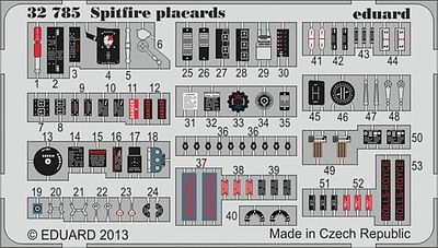 Eduard-Models Spitfire Placards Plastic Model Aircraft Accessory 1/32 Scale #32785